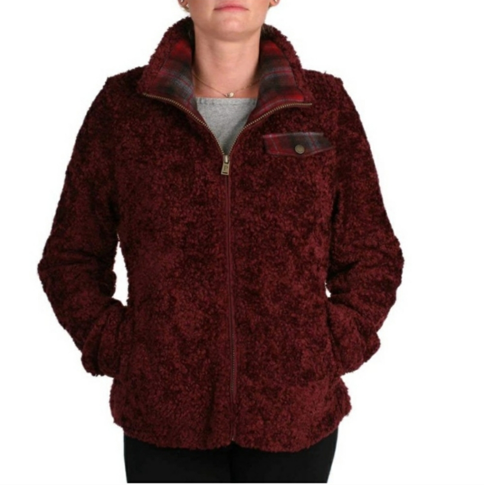 Pendleton Sherpa Fleece Jacket Women' Size Medium Burgundy maroon